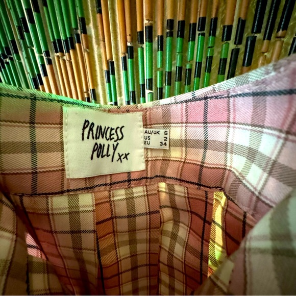 Pink High Waisted Plaid Skirt - Picture 4 of 5